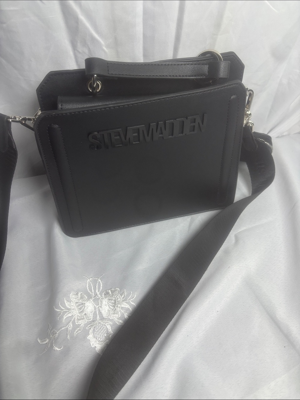 Steve Madden Matte Black Logo Crossbody